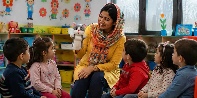 بازی عروسکی توسط مربی