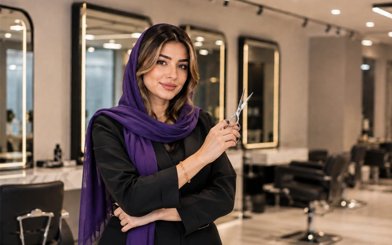 آرایشگر در سالن زیبایی